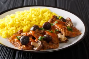 Fricandó – Catalan Beef Stew with Mushrooms and Black Olives